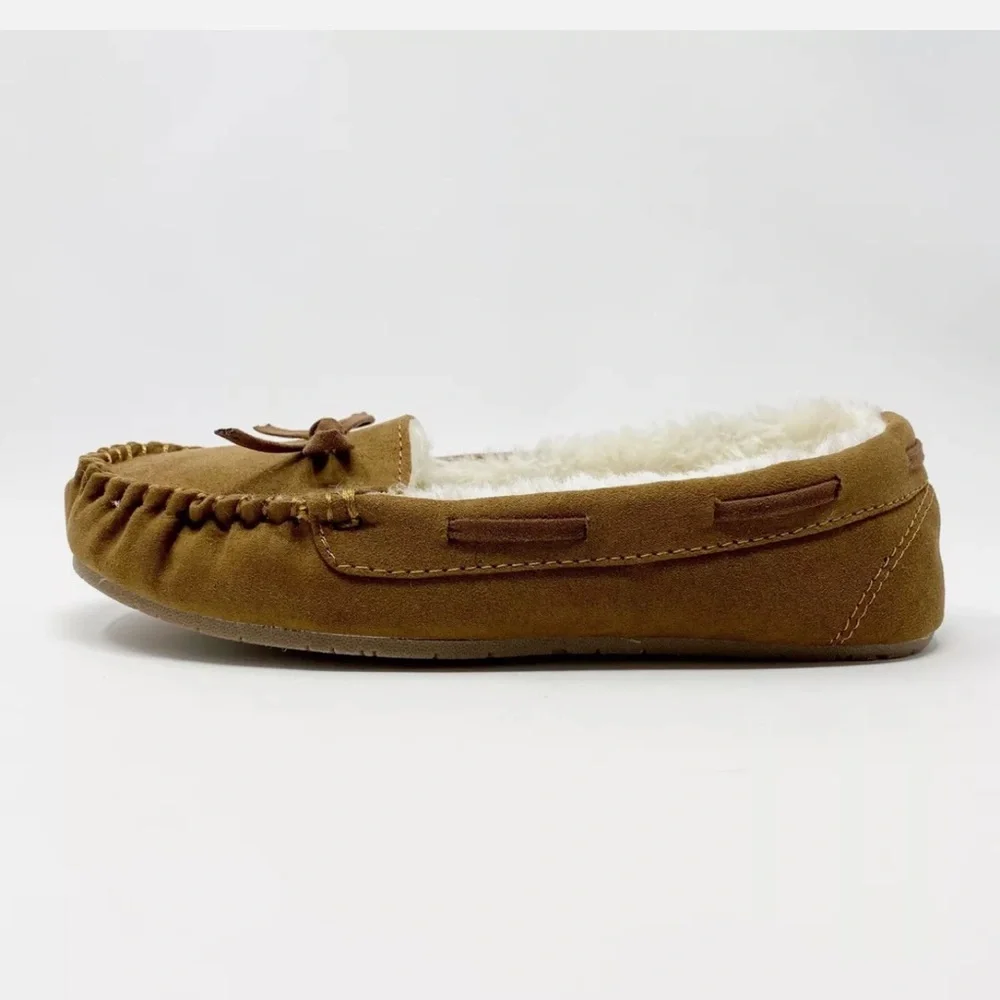 Girls' Cadi Moccasin Slippers Loafers Dark Chestnut Brown Faux Fur- Cat & Jack